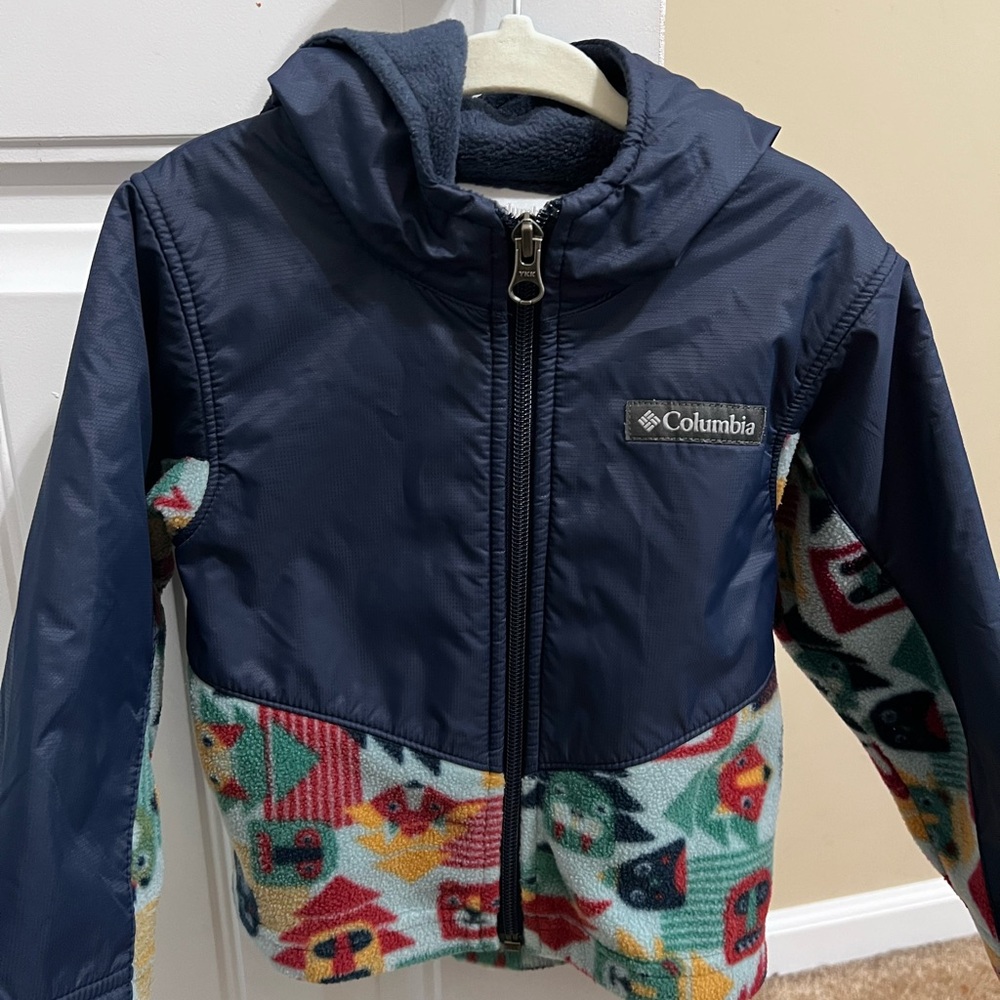 Columbia Navy and Colorful Patterned Hooded Jacket